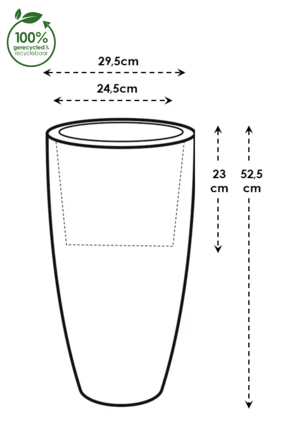 Dimensions du Pot de fleur Elho June Round High 30 cm Beige Équilibré