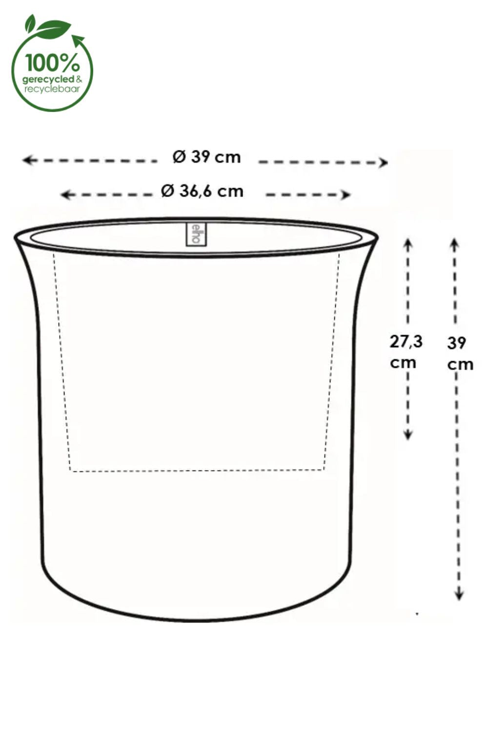 Pot de fleur Elho June Tulip 39 cm Noir