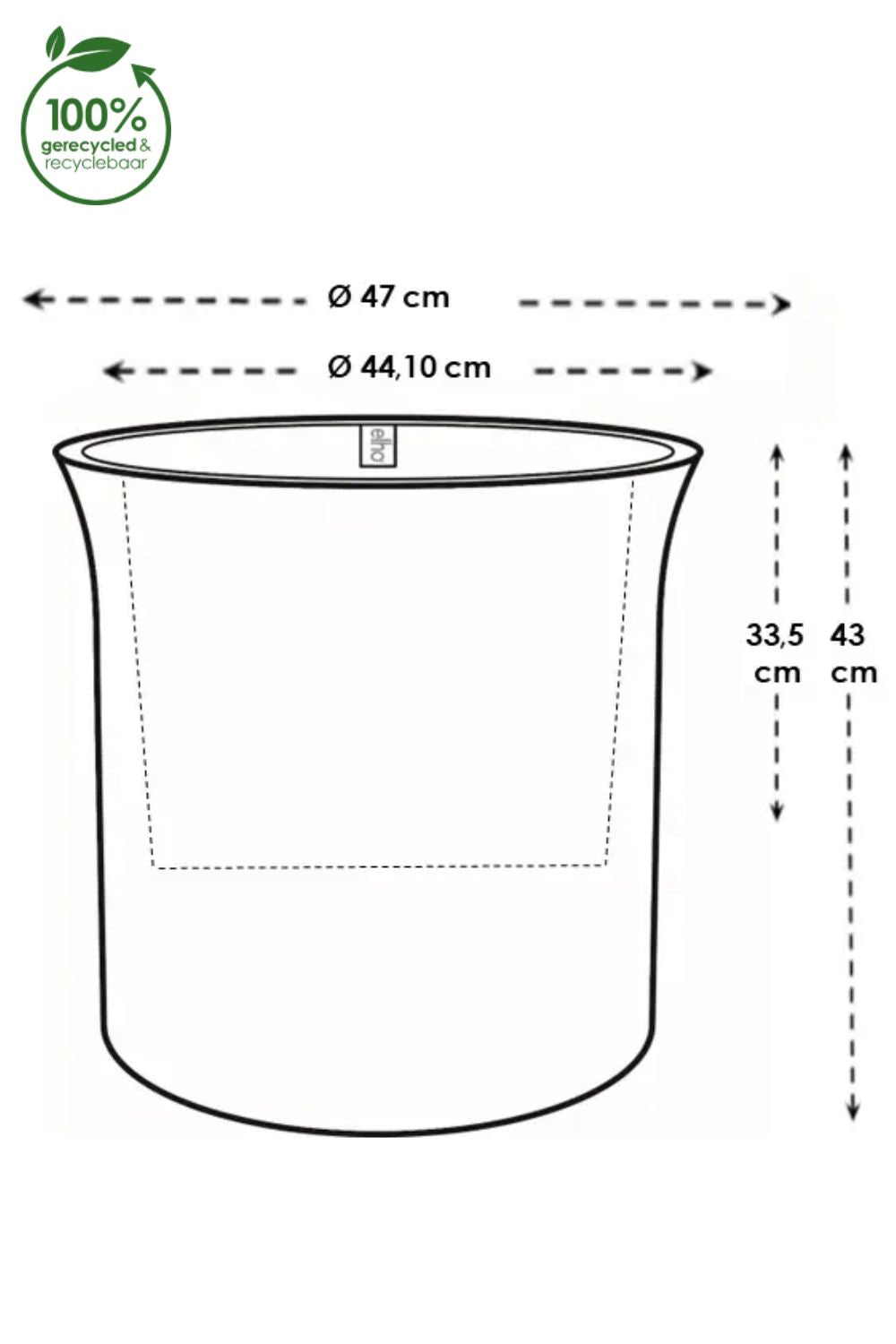 Pot de fleur Elho June Tulip 47 cm Noir