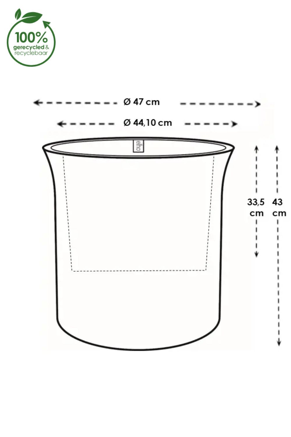 Pot de fleur Elho June Tulip 47 cm Balanced Beige