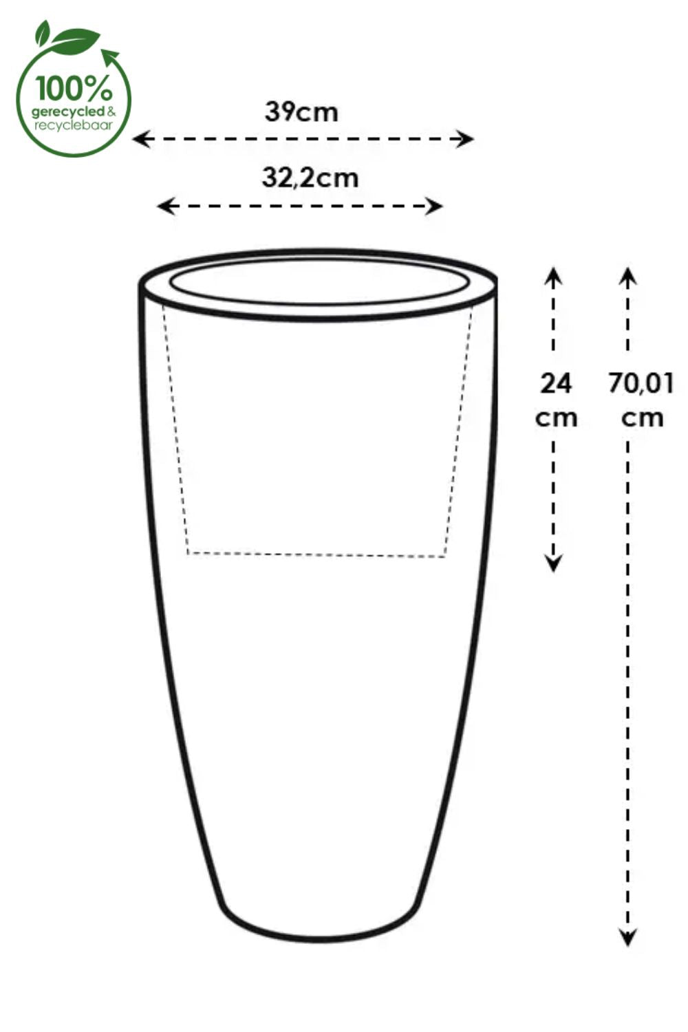 Dimensions du Photo d'ambiance du Pot de fleur Elho June Round High 40cm Beige Équilibré