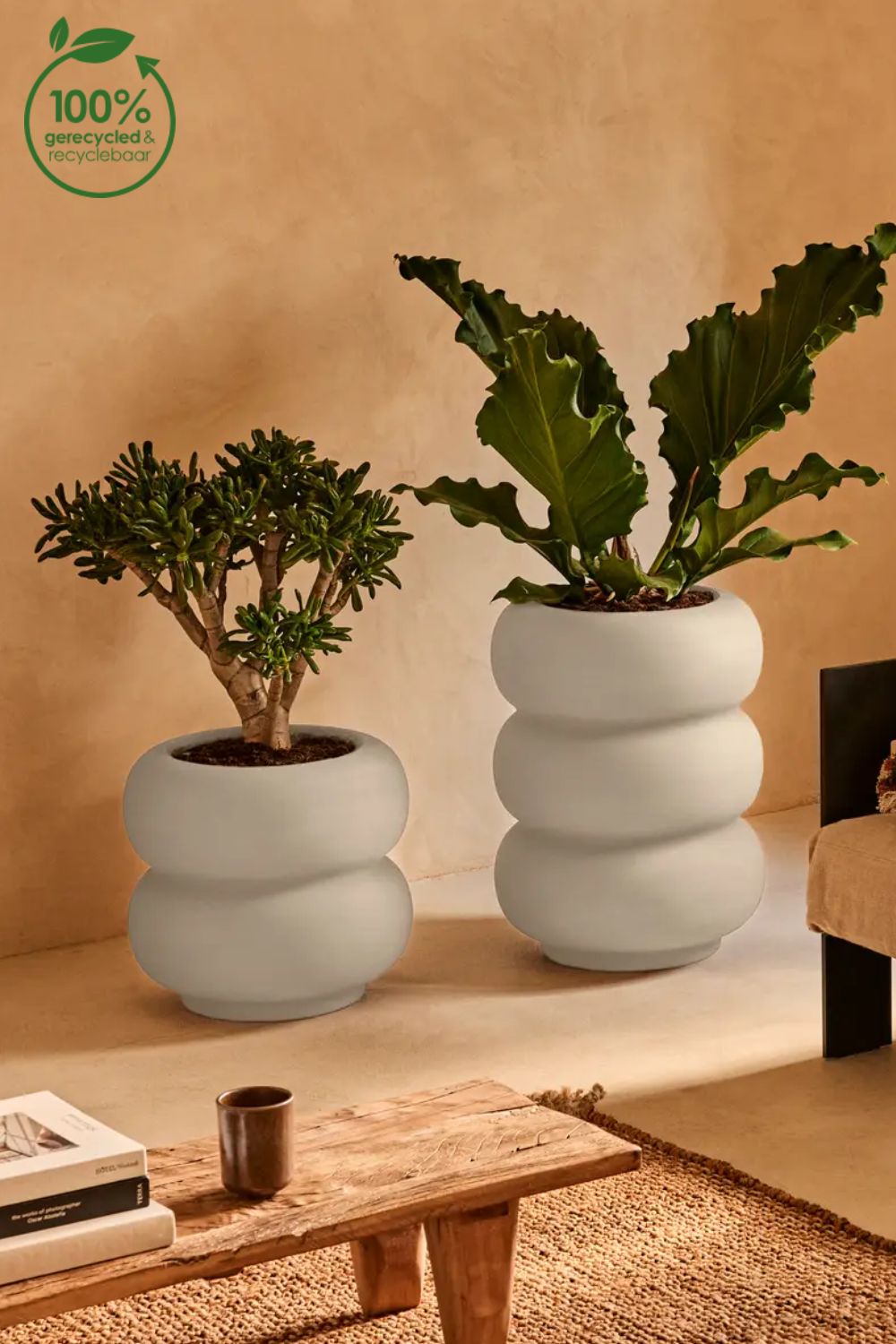 Pot de fleur Elho Amber Roll High 58cm Blanc Lin