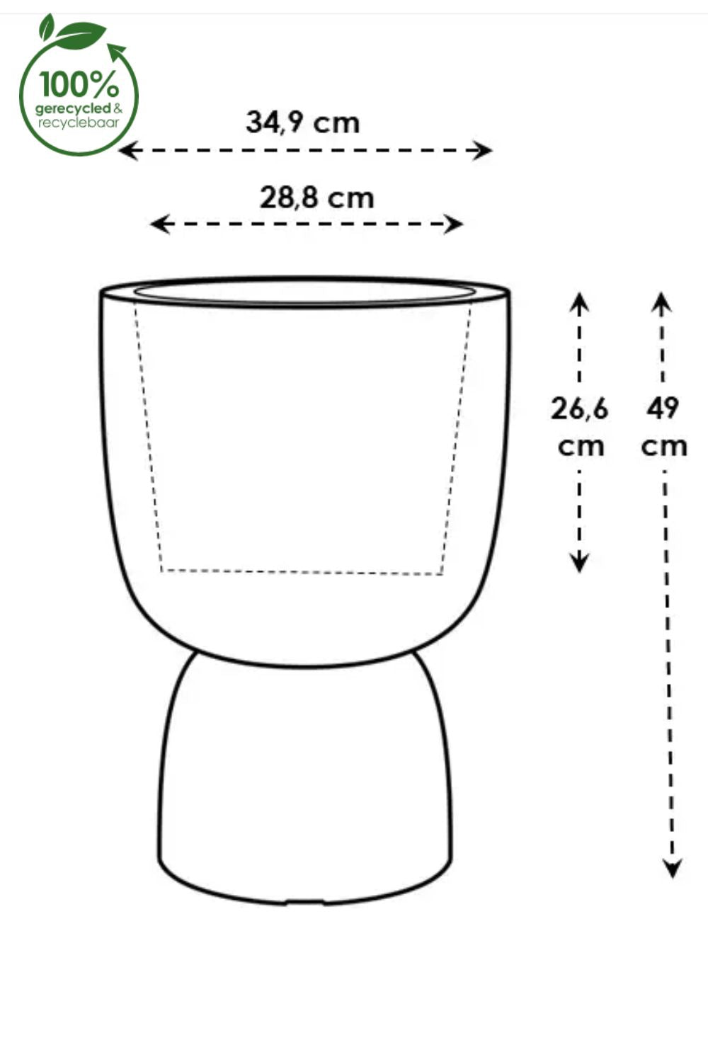 Dimensions du Pot de fleur Elho Amber Coupe 35cm Lin Blanc