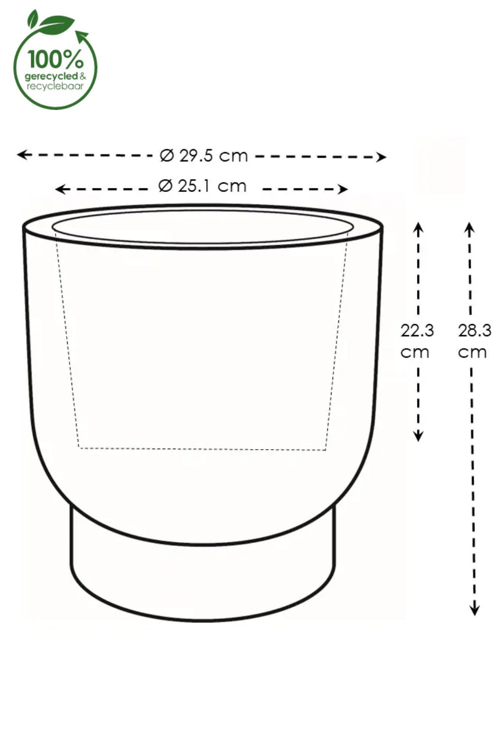 Dimensions du Pot de fleur Elho Amber Grail 30cm Beige Balanced