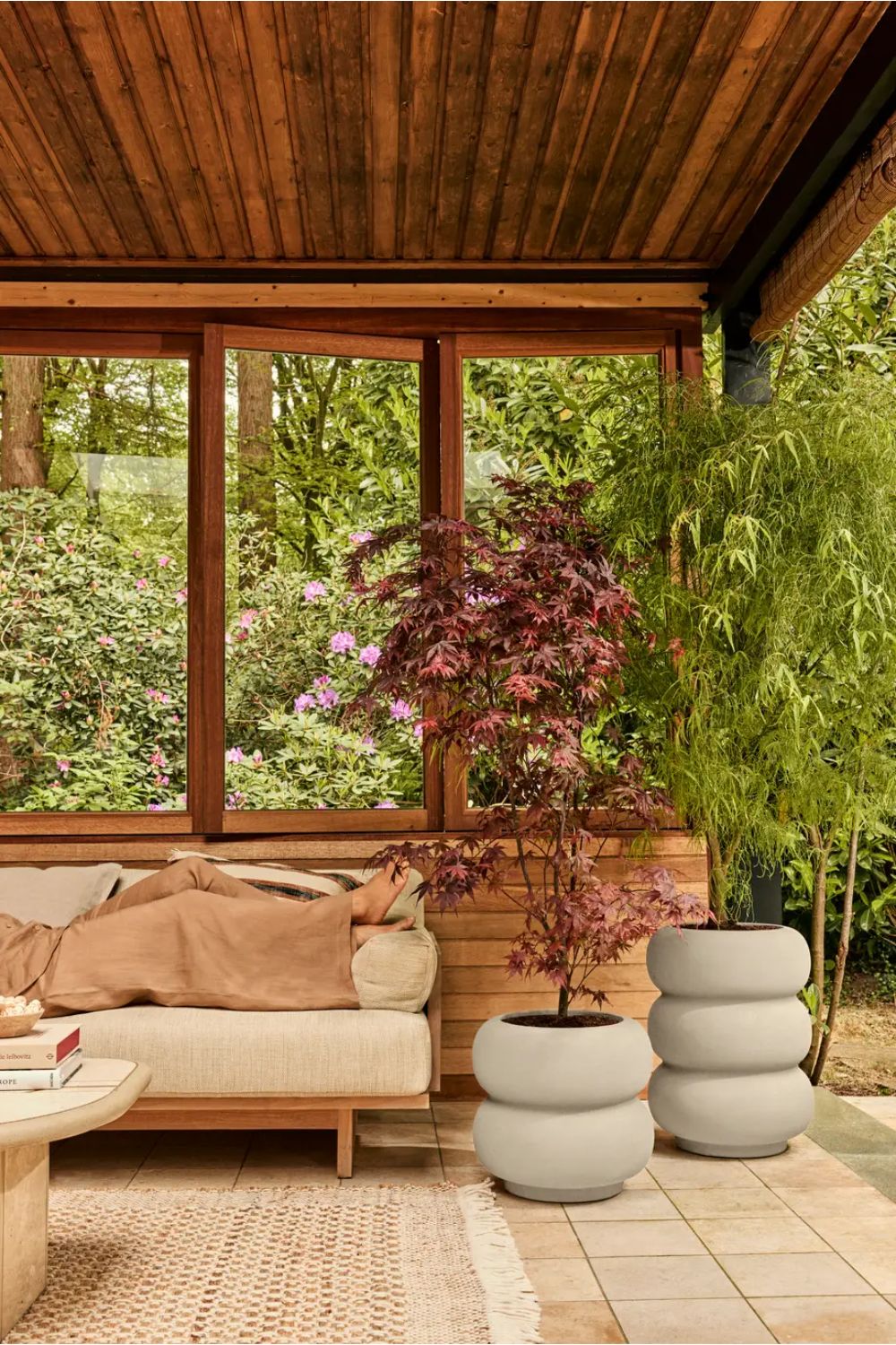 Pot de fleur Elho Amber Roll High 58cm Blanc Lin