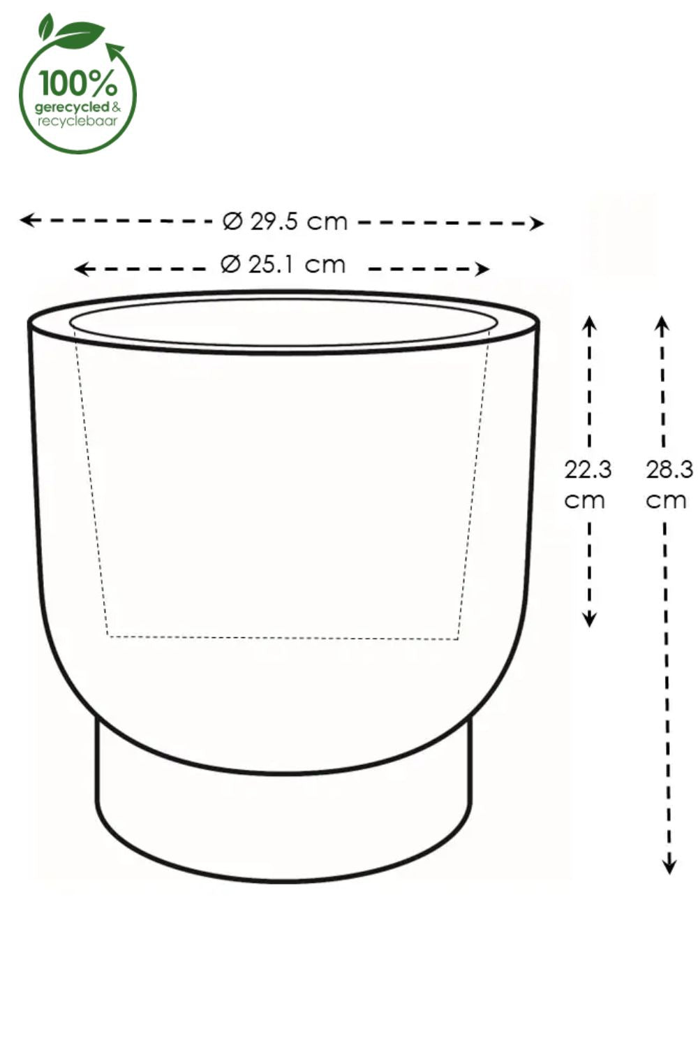 Dimensions du Pot de fleur Elho Amber Grail 38cm Caramel