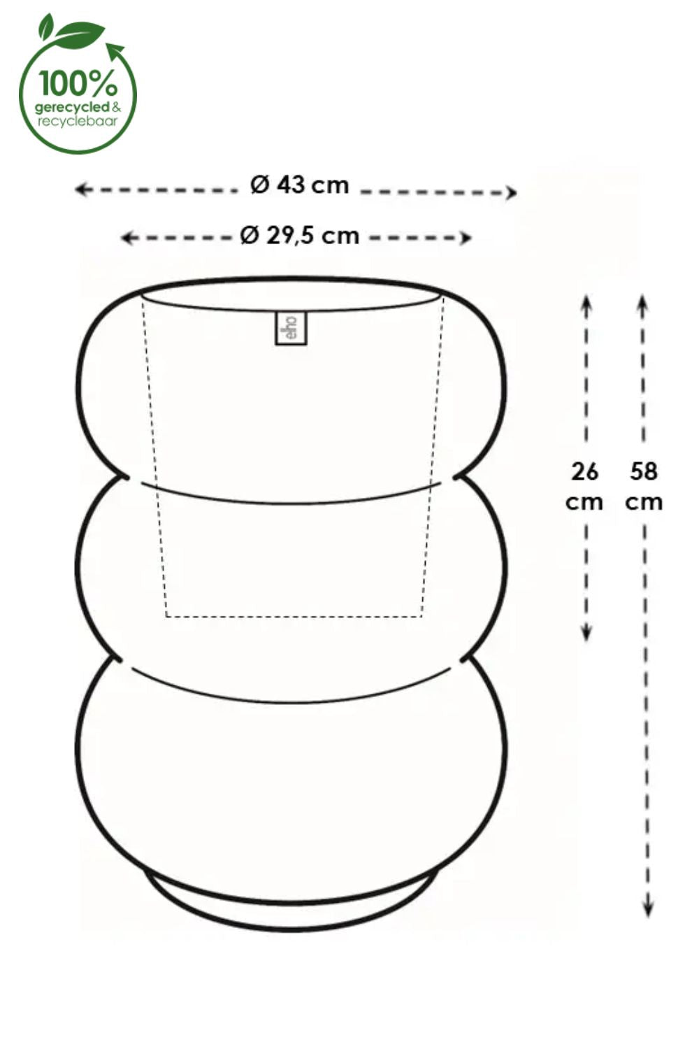 Pot de fleur Elho Amber Roll High 58cm Blanc Lin