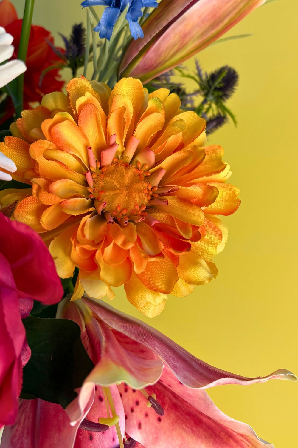 Détails du Zinnia fleur artificielle 58cm Jaune