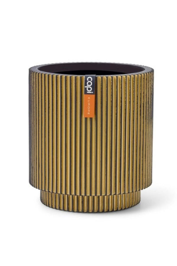 Pot de fleur Capi Groove Cylindre 19x21 Noir/Or