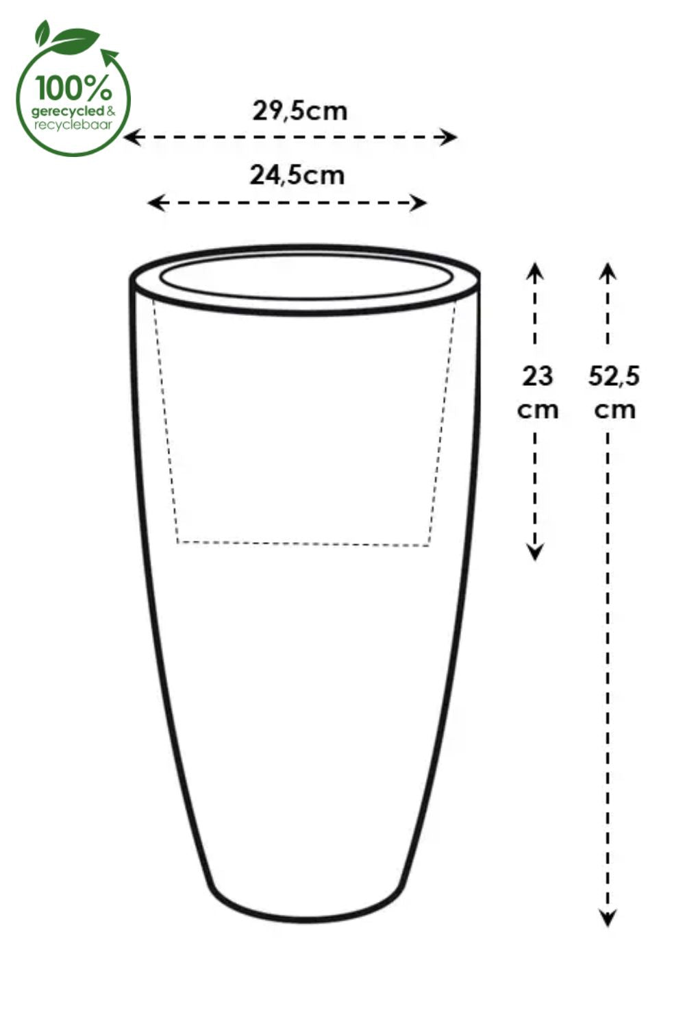 Dimensions du Pot de fleur Elho June Round High 30 cm Noir