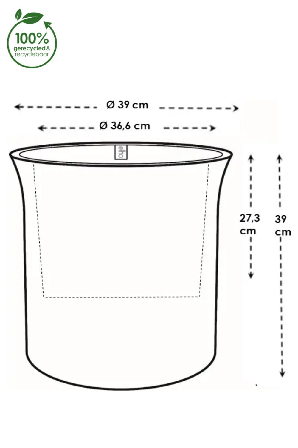 Pot de fleur Elho June Tulip 39 cm Balanced Beige