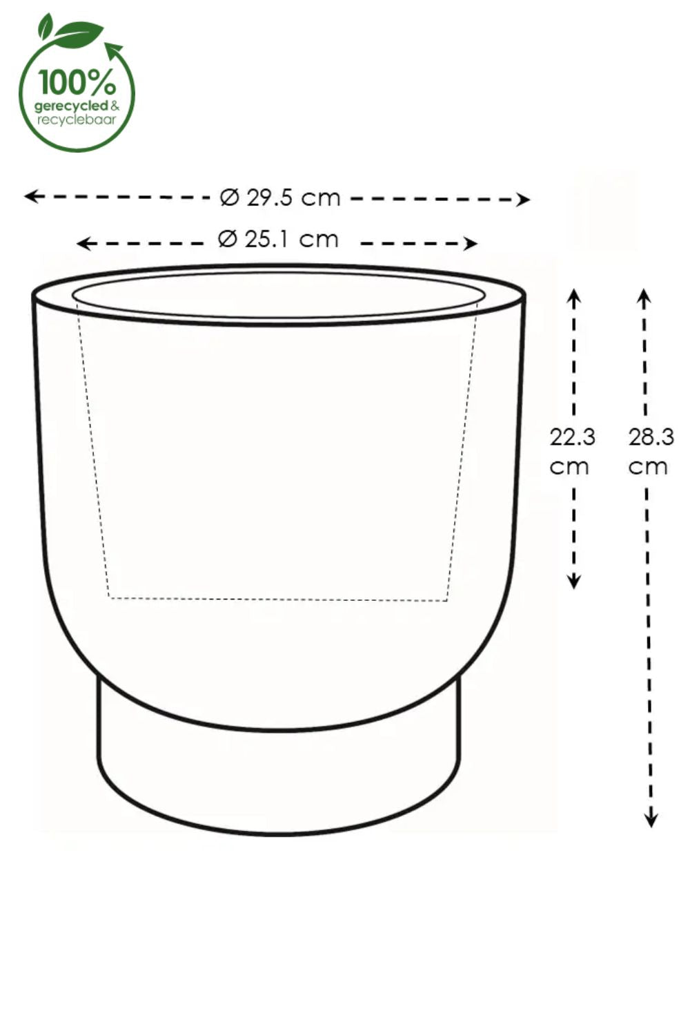 Dimensions du Pot de fleur Elho Amber Grail 30 cm Lin Blanc