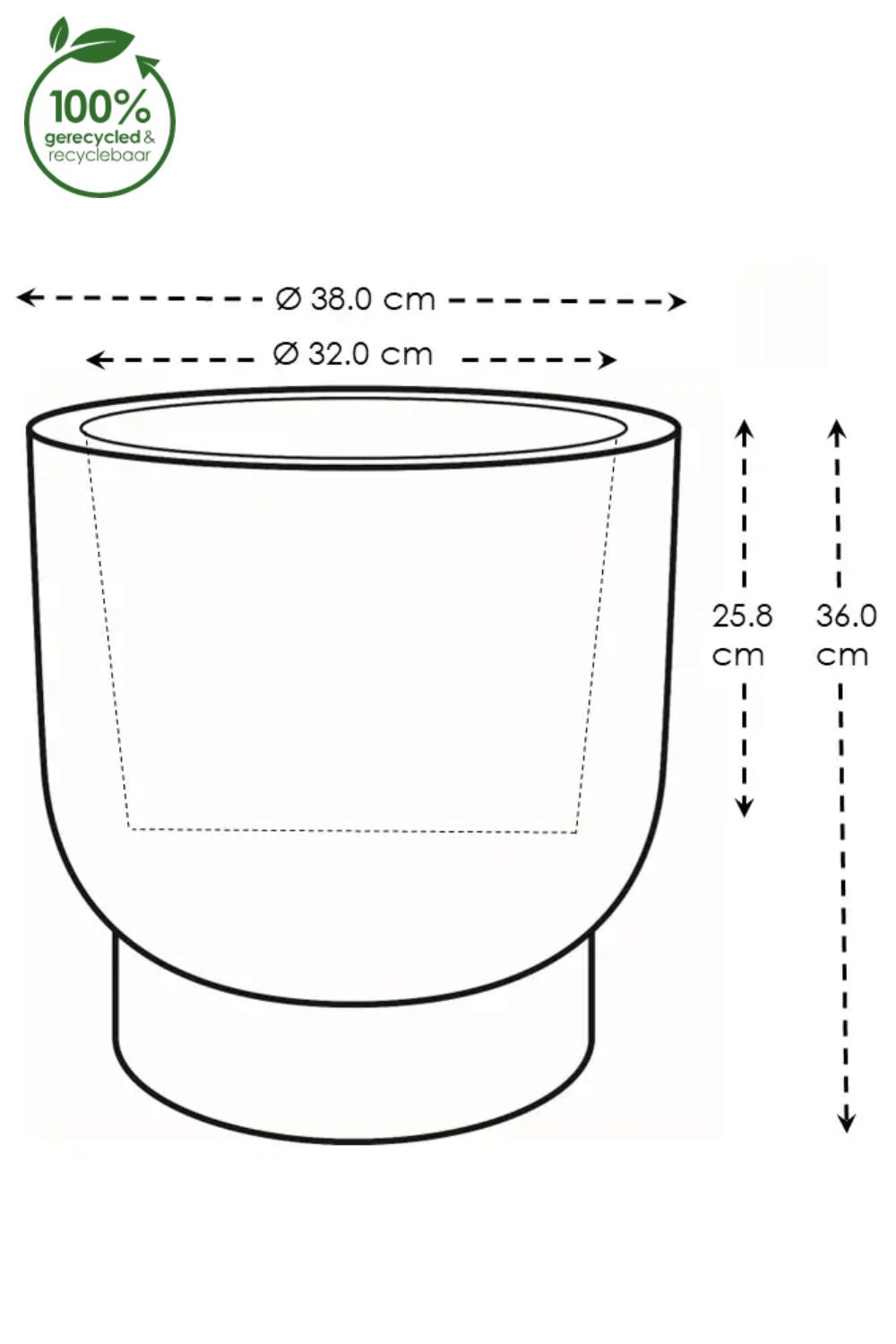Dimensions du Pot de fleur Elho Amber Grail 38 cm Lin Blanc