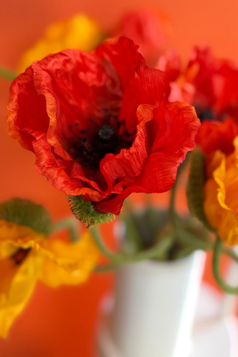 Détails du Pavot Fleur Artificielle Orange 70cm