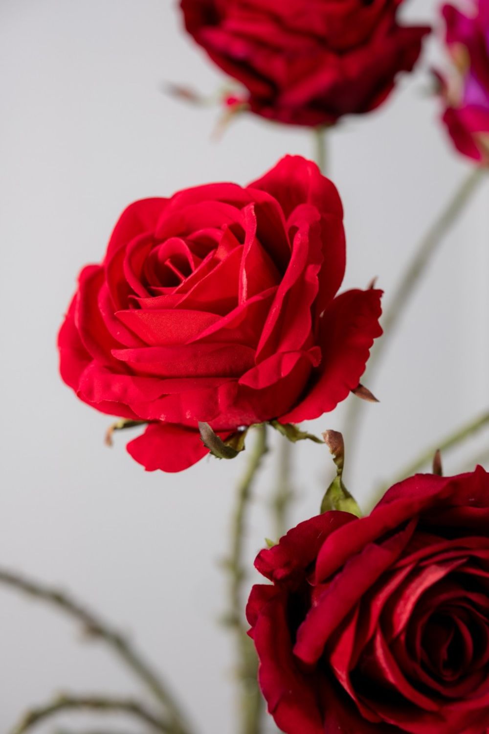 Rose Fleur Artificielle 64cm Rouge