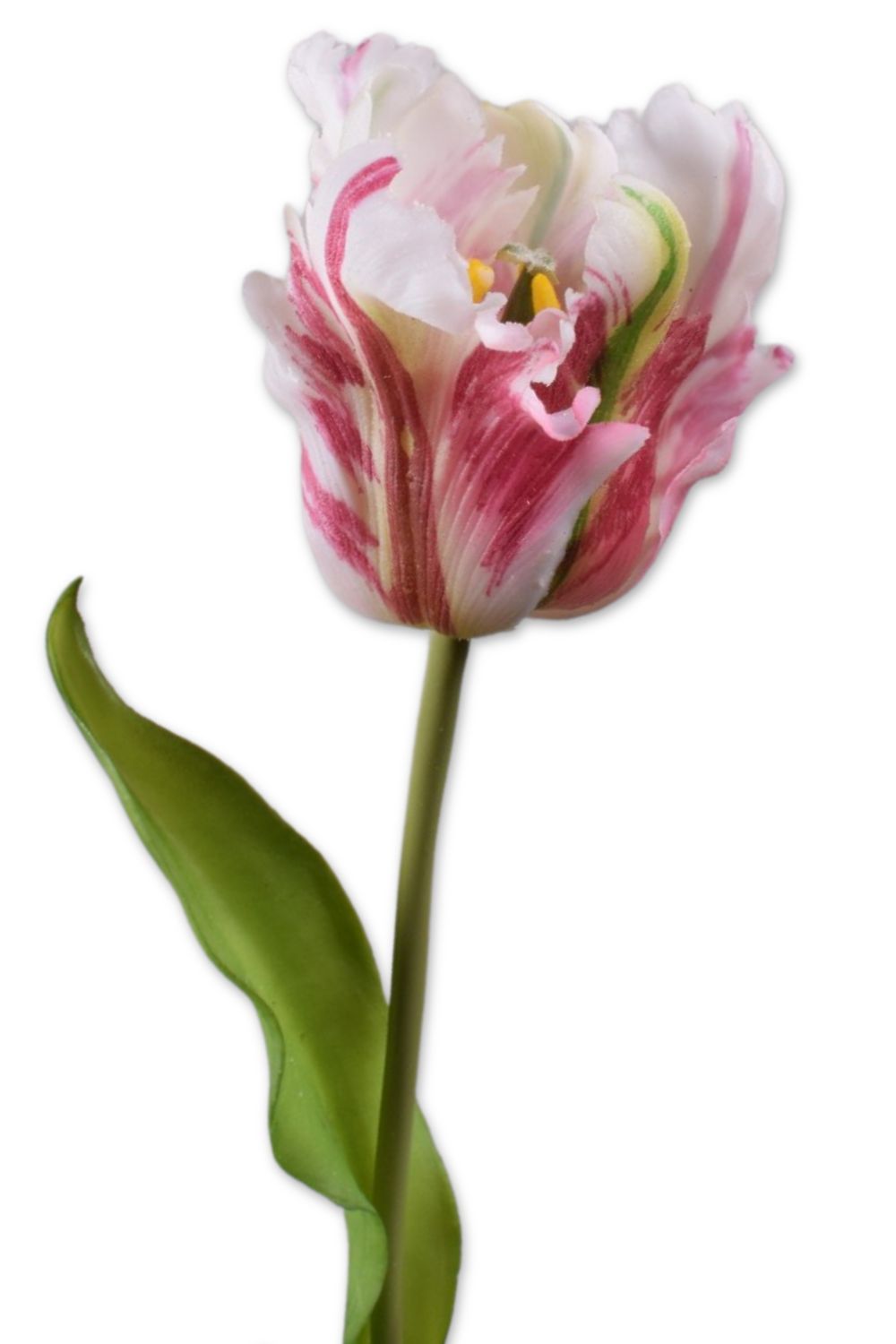 Tulipe Perroquet Artificielle 50cm Blanc/Cerise