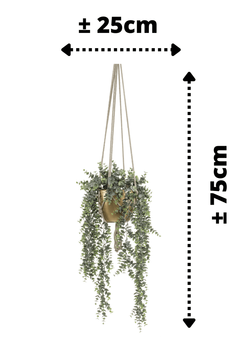 Eucalyptus artificiel à suspendre en pot doré 75cm
